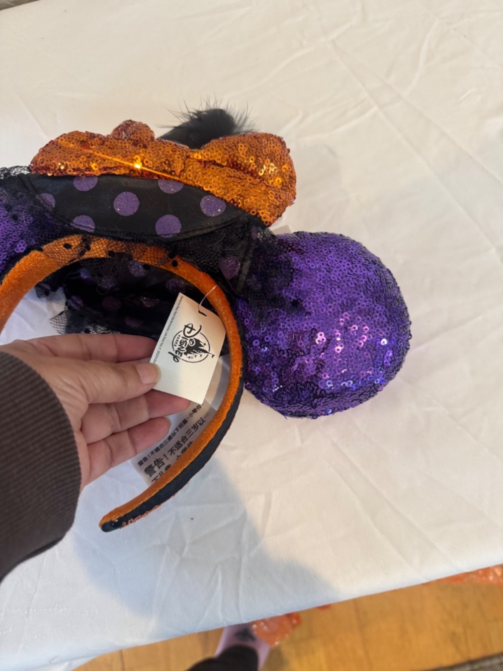 NWT Disney Parks Halloween Minnie Mouse Sequined Witch Ears Headband - Picture 6 of 6